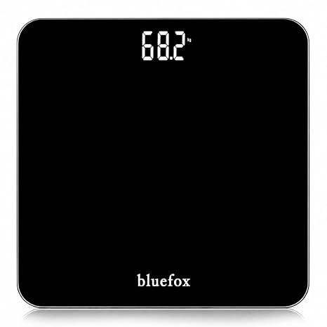 Bluefox Dijital Banyo Tartısı, 180 kg, 100 g Hassasiyet, Büyük LED Ekran, 28×28 cm Temperli Cam, Step-On Baskül – Siyah