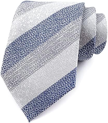 Kihatwin Mens Wide Stripe Ties Jacquard Pattern Business Formal Designer College Neckties