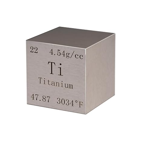Pure Titanium Metal Cube 1 inch Engraved Element Ti Block for Periodic Table Collection