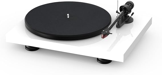 Pro-Ject Debut Carbon EVO, Audiophile turntable with Carbon Fiber tonearm, Electronic Speed Selection and pre-mounted Ortofon 2M Red phono cartridge (High Gloss White)