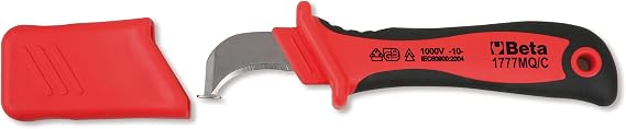 Beta 1777MQ/C Electrician's Insulated Cable Stripping Knife, 1000V Rated, VDE Certified, Ergonomic Grip