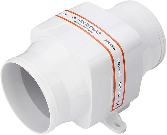 Air Blower Fan,Sea Ray Boat Parts,Outboard Motor Muffs,Marine Bilge Air Blower, In Line Air Blower Easy To Install with 6 Fan Blades for for Yacht