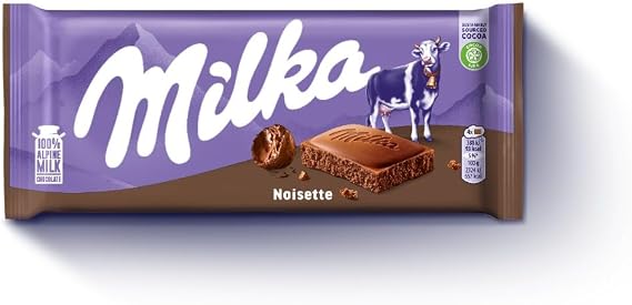 Milka Noisette Hazelnut Alpine Milk Chocolate Bar Multipack, 100 g (Pack of 23)