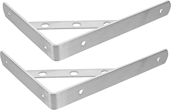 SHINEOFI Heavy Duty Wall Mounted Shelf Brackets 2-Pack 4mm Metal Floating Corner Bracket for Wood Shelves for Garage Storage and DIY Projects