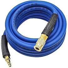 YOTOO Hybrid Air Hose, 1/4-Inch by 25-Feet 300 PSI Heavy Duty Air Compressor Hose, Lightweight, Kink Resistant, All-Weather Flexibility with 1/4-Inch Industrial Air Fittings and Bend Restrictors, Blue