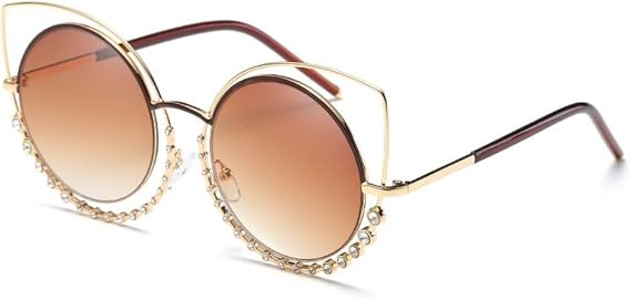 Chezi Crystal Accent Double Rim Cat-eye Sunglasses