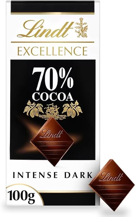 Excellence Chocolate Bar Range – Premium Swiss Chocolate Gift For Any Occasion (Lindt Excellence Dark Chocolate Bar - 70% Cocoa 100g)