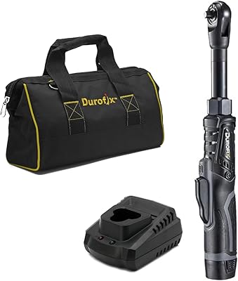 Durofix G12 Series RW1221-2PG 14 Brushless Extended Cordless Ratchet Wrench Tool Kit, 59 Ft-Lbs with 2.0 Ah Battery, Charger, Canvas Bag