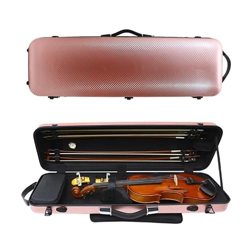 yinfente Violin Case 44 Full Size Carbon Fiber Oblong 44 Violin Case with Music Sheet Bag Adjustable Backstrap Hygrometer Lightweight & Portable
