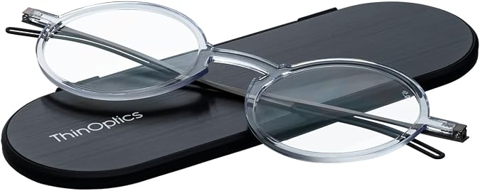 ThinOptics Unisex Adult Glasses Reading, Regular Case / Round Clear, 1.50 US