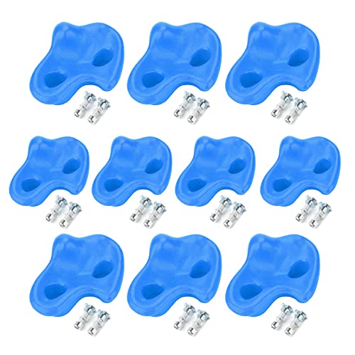 Alvinlite Pack of 10 Rock Climbing Holds for Kids and Adults,Rock Wall Grips for Indoor and Outdoor Play Set - Build Rock Climbing Wall.Hand Holds for Playground Blue Tree
