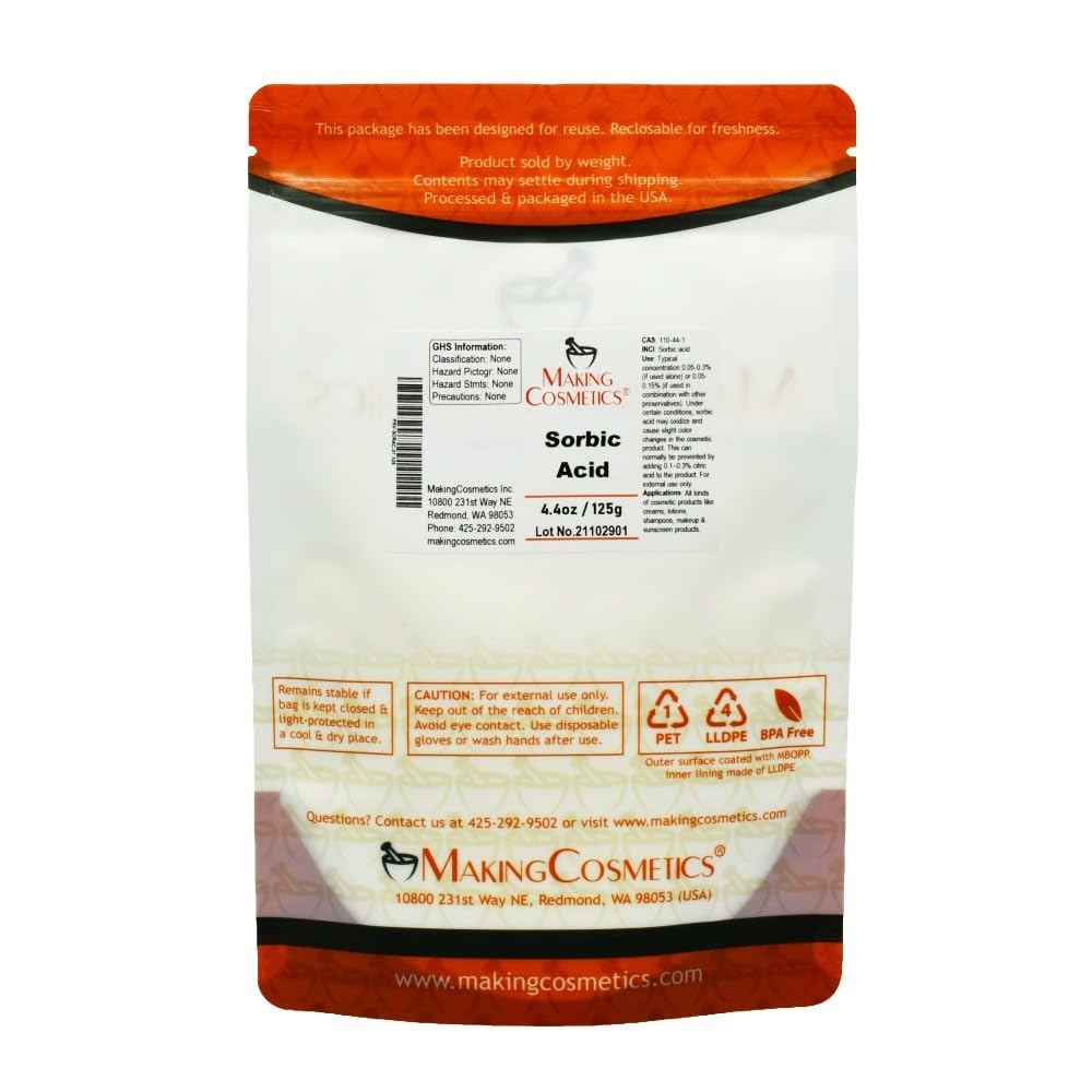 MakingCosmetics - Sorbic Acid - 4.4oz  125g - Cosmetic Ingredient