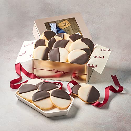 Dulcet Gift Baskets NY Style Black & White Cookies Favorite Gift Tin- Great for Fathers Day Grandpa Dad and Husband