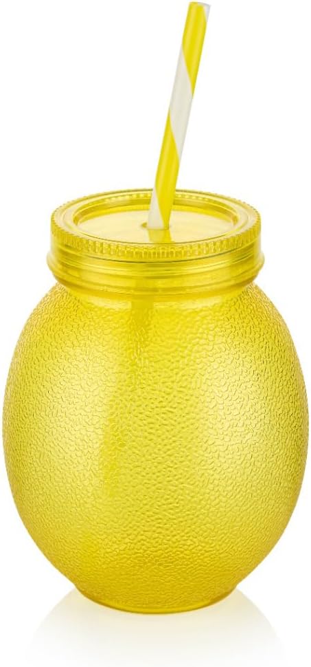 Deconox Acrylic Lemon Straw Cup 650ml [1 Piece] | Refreshing and Colorful 650ml Acrylic Lemon Straw Cup - Experience Refreshing Flavors in Summer!