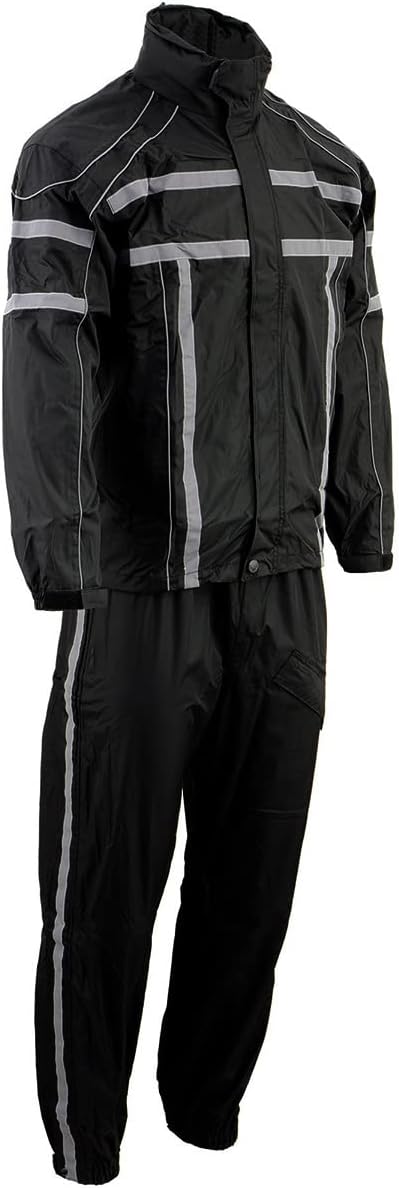 NexGen SH2331 Men's Black Water Resistant Rain Suit with Reflective Tape