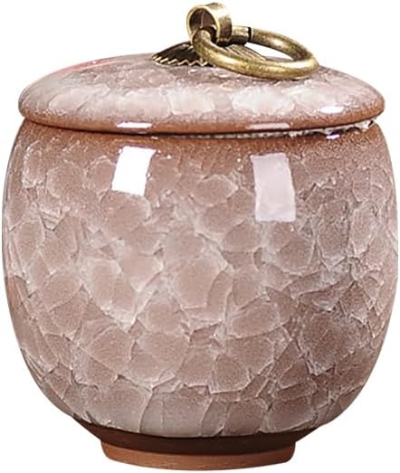 FSSTUD Ceramic Tea Storage Jar Can Vintage Porcelain Tea Canister Tin Chinese Style Coffee Bean Jar Pet Funeral Memorial Urn Small Decorative Urn Container for Home Kitchen Pink