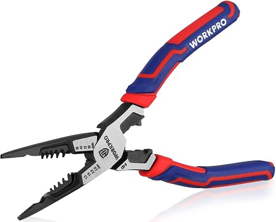 WORKPRO 200 mm 7-in-1 Needle Nose Pliers, Wire Stripper & Crimper