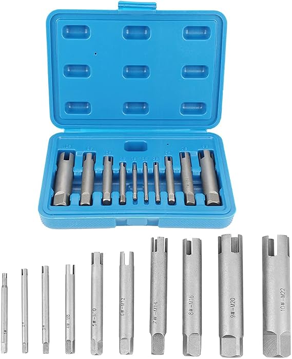 Screw Extractor,Steel Broken Head Taps Remover Stripped Screw Tap Extractor Set (10pcs)