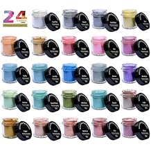 VITARIE Mica Powder for Lip Gloss, Skin, Nails, Soap Making, Bath Bombs, Epoxy Resin, Art Crafts, 24 Colors(0.11oz) Each, Neat Jar Set