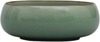 NUOBESTY Celadon Ink Brush Washer Tea Basin Porcelain Water Pot Calligraphy Brush Wash Bowl Tea Ceremony Accessories 5X5X1.8 Inch