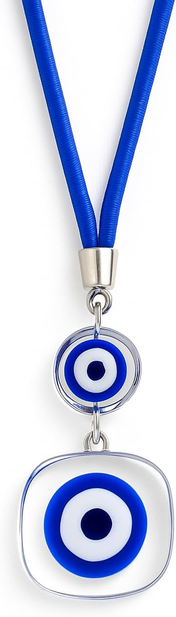 Gerçek Cam Nazar Boncuğu Araba Dikiz Aynası Süsü – Çift Cam Mavi Boncuklu, El Yapımı Premium Araç Aksesuarı, Şans & Koruma Sembolü, Evil Eye Car Rearview Mirror Charm