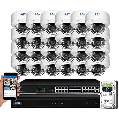 GW Security 32 Channel 4K NVR 5MP Outdoor Indoor Security Camera System - 24 x Dome 5MP 1920P Weatherproof 2.8-12mm Varifocal Zoom Microphone Smart AI IP PoE Cameras, Pre-Installed 8TB Hard Drive