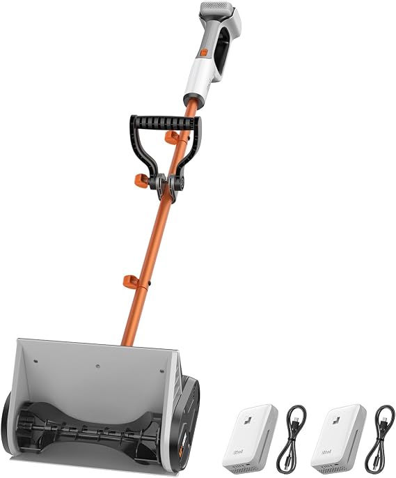 Litheli 20V Cordless Snow Shovel, 12'' Electric Snow Blower with 4Ah+2Ah Batteries Included, Lightweight Battery-Powered Snow Thrower for Driveway & Sidewalk