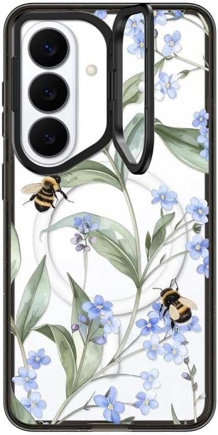 CASETiFY Impact Ring Stand Galaxy S26 Case [150 Kickstand / 6.6 ft Military Grade Protection/Magnetic Compatible] - Forget me Not - Clear Black
