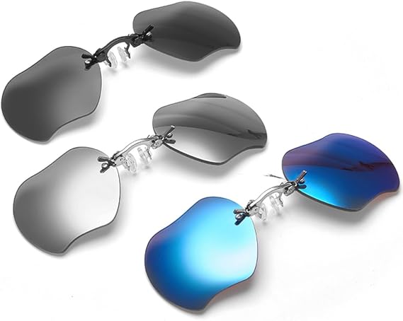 3 Pack Retro Clip On Nose Sunglasses Matrix Morpheus Movie rimless
