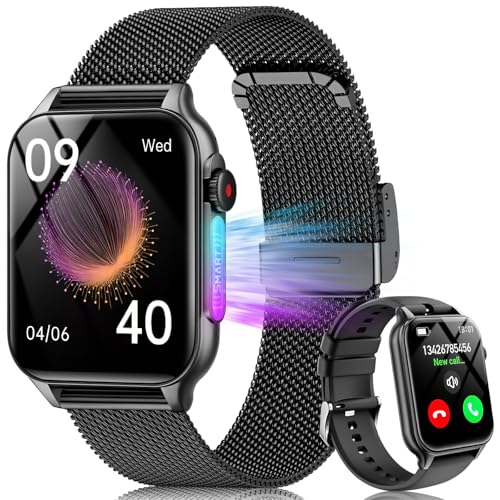 BRHE Smart Watches for Women Men AnswerMake Calls, 1.89 Smartwatch for iOSAndroid Phones,Waterproof Fitness Tracker with Heart RateBlood PressureSleep Monitor 2 Bands Included, Black