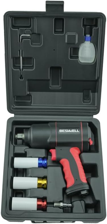 BESWELL 8-PCS 1/2 Air Impact Wrench Set,Twin Hammer Pneumatic Wrench Kit