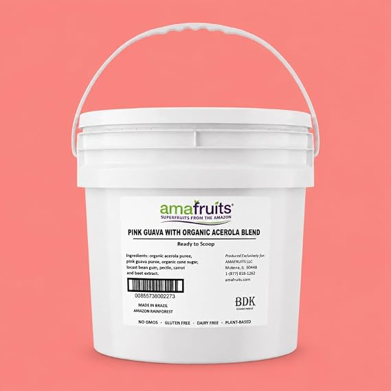 Amafruits Tropical Frozen Pink Guava with Organic Acerola, 2.6 Gallon Tub