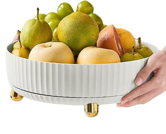 Rotating Storage Rack, 360° Rotating Spice Rack, Cosmetic Organiser, Standing Shelves, Worktop Organiser, Kitchen Fridge Organiser for Dressers (White)