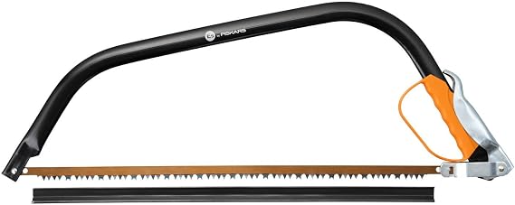 Fiskars 24” Bow Saw SW31, Fixed blade, Length: 70 cm, Plastic blade guard included, Steel, Black/Orange, 1000615
