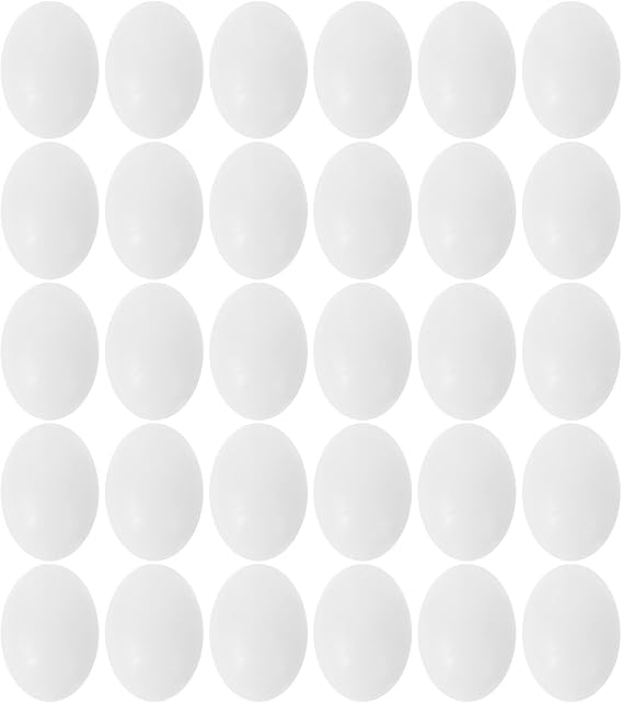 CRAFTHROU Solid Plastic Pigeon Eggs 30Pcs for Nesting and Artificial Incubation with Dummy Bird Eggs for Parrots and Pigeons
