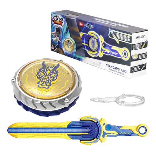 INFINITY NADO Battling Toys, Battle Set for 8-12 with Spinning Top & Sword Launcher, Metal battling Game top for Boys and Girls Age 5, Fury Wave Dragon, Sapphire Blue