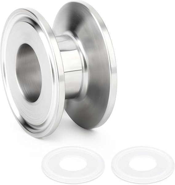 TAISHER 1PCS 304 Stainless Steel 1.5" Tri Clamp 50.5MM Ferrule Flange Sanitary Spool Tube Seamless Round Tubing with 2PCS Washers (1" Length/25MM)