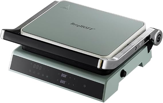 BergHOFF Gem Retro Dijital Izgara & Tost Makinesi – 2000 W, 290×212 mm, LCD Dokunmatik Kontrol | Mint Yeşil
