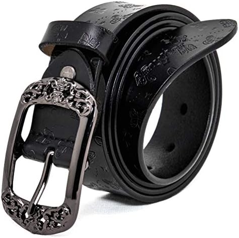 Womens Leather Belts for Jeans Black Brown Yellow Red Cowgirl Butterfly Embossed Belt and Buckle Elegant Gift Box