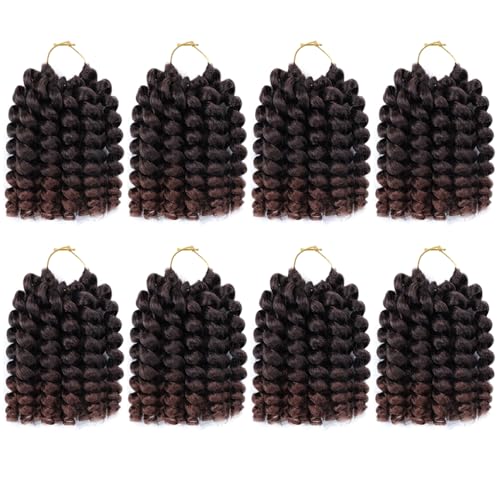 Wand Curl Crochet Hair 8 Inch Jamaican Bounce Jumpy Wand Curl Crochet Hair Short Bob Curly Crochet Braids T30, 8inchpack of 8