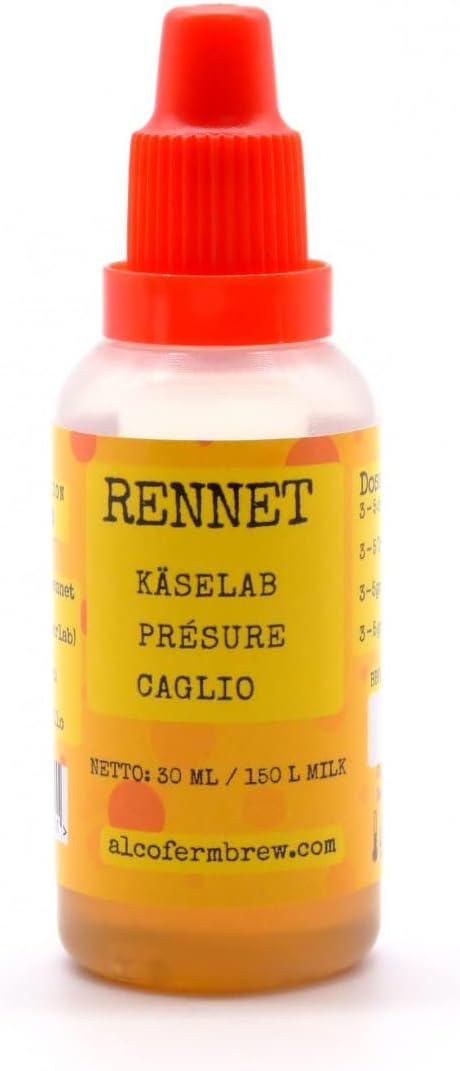 Rennet 30ml - Liquid Rennet, Animal Rennet, Lipase, Chloride Calcium, Cheese Culture, Cheesemaking