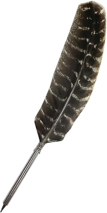 Classic Style Stationery Feather Quill Ink Pen - Natural Feather Fountain Writing Pen for Decoration and Hand Writing - Gift Set