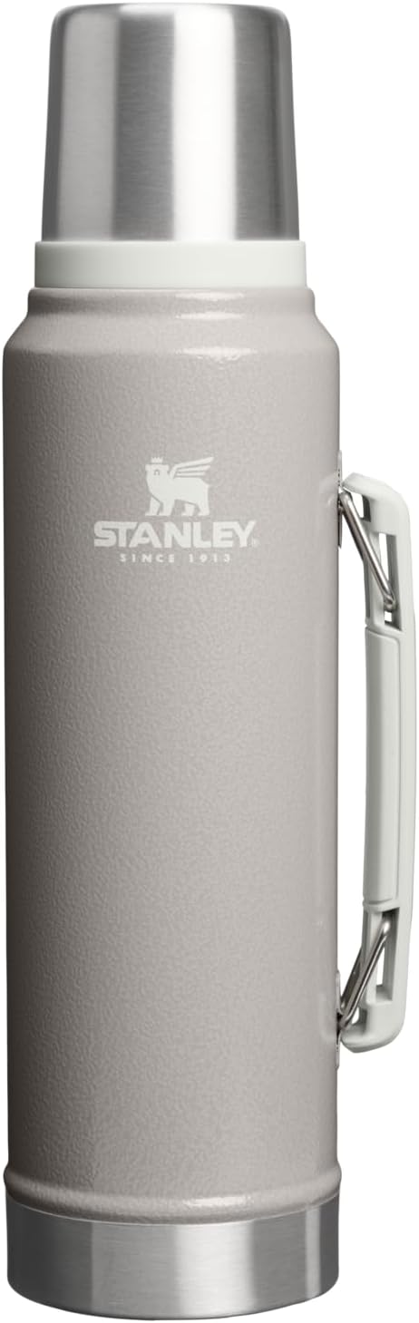 Stanley Classic Legendary Vacuum Bottle 1.1 qt | Wide Mouth with Leakproof Cup Lid | Keep Drinks Hot or Cold | Packable for Travel | Insulated Stainless Steel Thermos | BPA-Free | Hammertone Ash