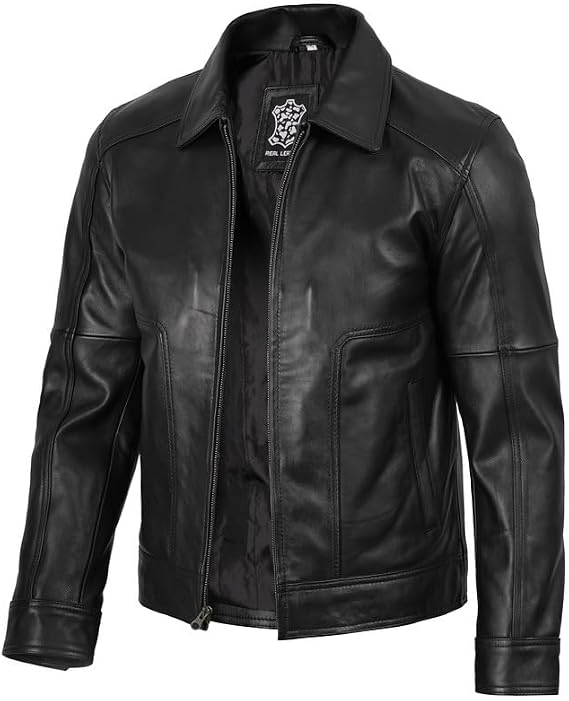 Decrum Leather Jacket Men - Real Lambskin Vintage Mens Leather Jacket