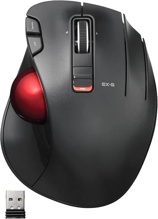 ELECOM EX-G Trackball Mouse, Thumb, 2.4GHz Wireless