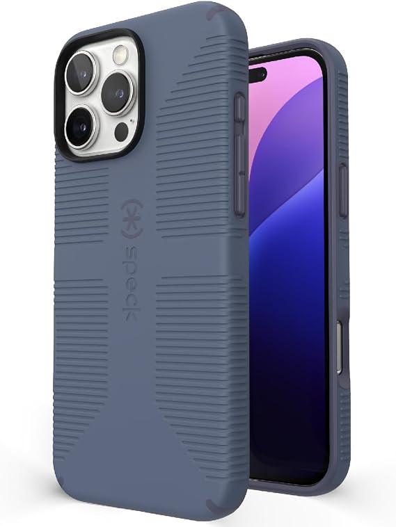 Speck iPhone 16 Pro Max Case - CandyShell Grip Case for Women and Men - Blue/Faded Denim