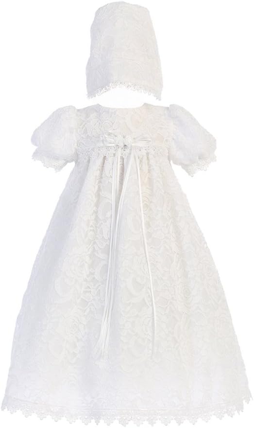 Girls Lace Overall Christening Baptism Dress