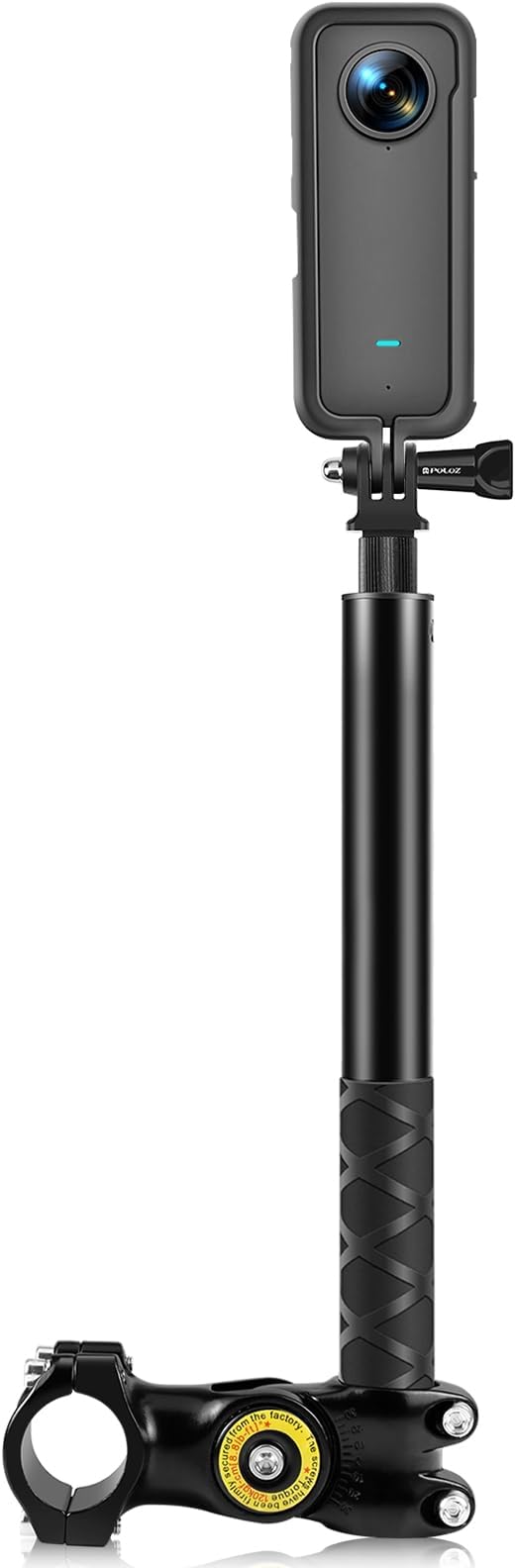 PULUZ Third Person Perspective Motorcycle Bike Handlebar Mount Selfie Stick Pole for Gopro, Insta360 X4 X3, Action Camera Clamp Monopod Stand 11-44.7 inch