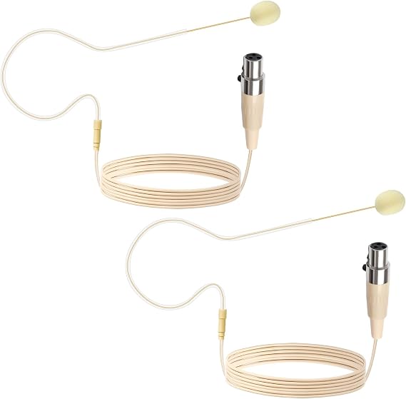 2 Pack Headset Microphone Hands-Free Single Ear Headset Mic for AKG Samson | Mini XLR 3Pin TA3F Plug,Omnidirectional Condenser Mic,Professional Microphone for Singing Speaking