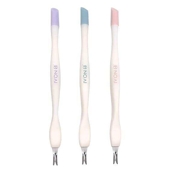 IVON Cuticle Trimmer with Pusher, 3pcs Rubber Tip Cuticle Tool for Nail Art